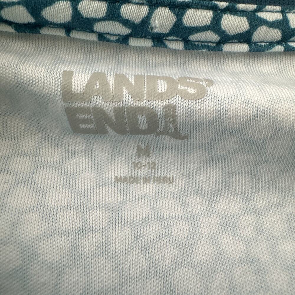 Woman’s Lands End Sleeveless Blouse Turquoise Geometric Summer Golf Medium - Picture 2 of 7